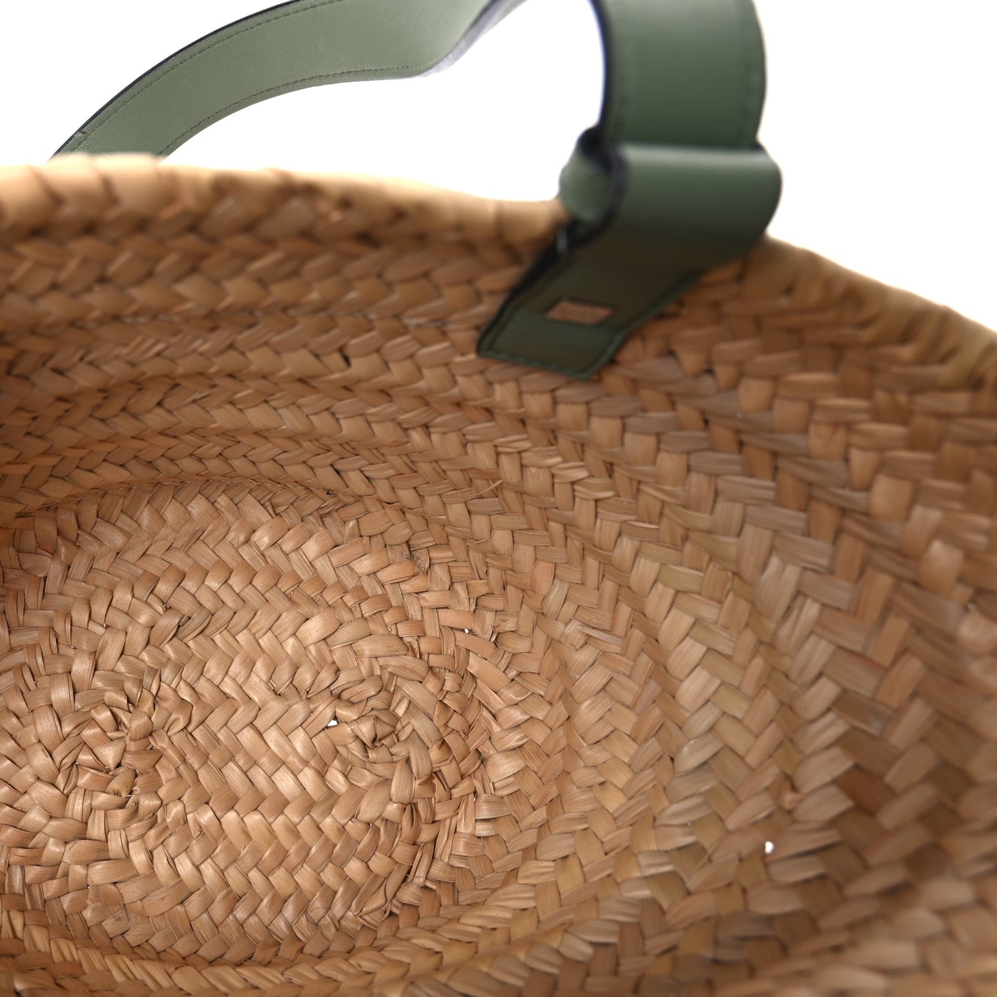 Loewe Raffia Small Basket Tote Bag Natural Green