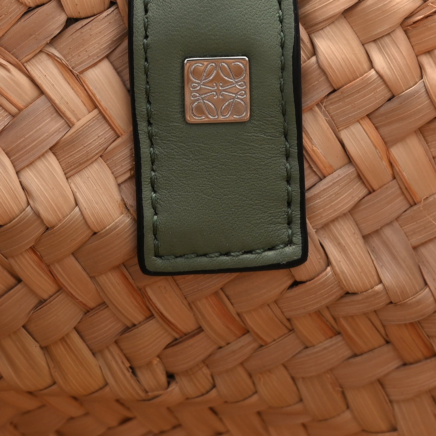 Loewe Raffia Small Basket Tote Bag Natural Green