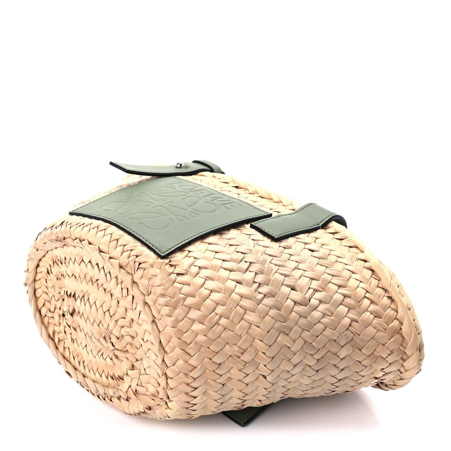 Loewe Raffia Small Basket Tote Bag Natural Green