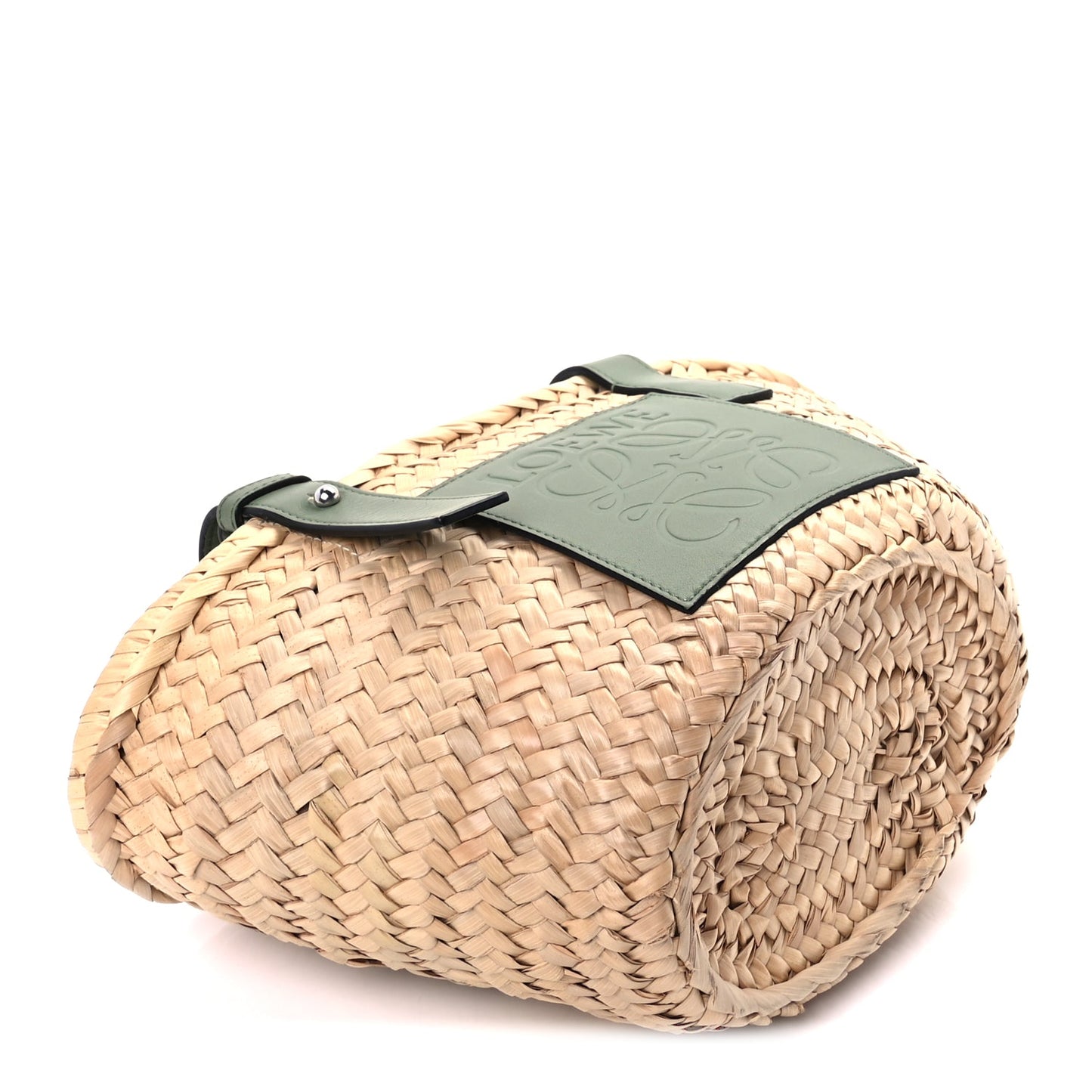 Loewe Raffia Small Basket Tote Bag Natural Green