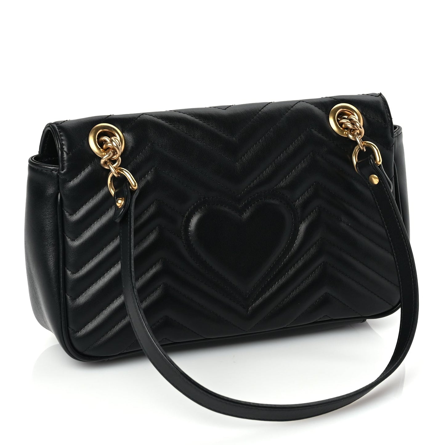 Gucci Calfskin Matelasse Small GG Marmont Shoulder Bag Black