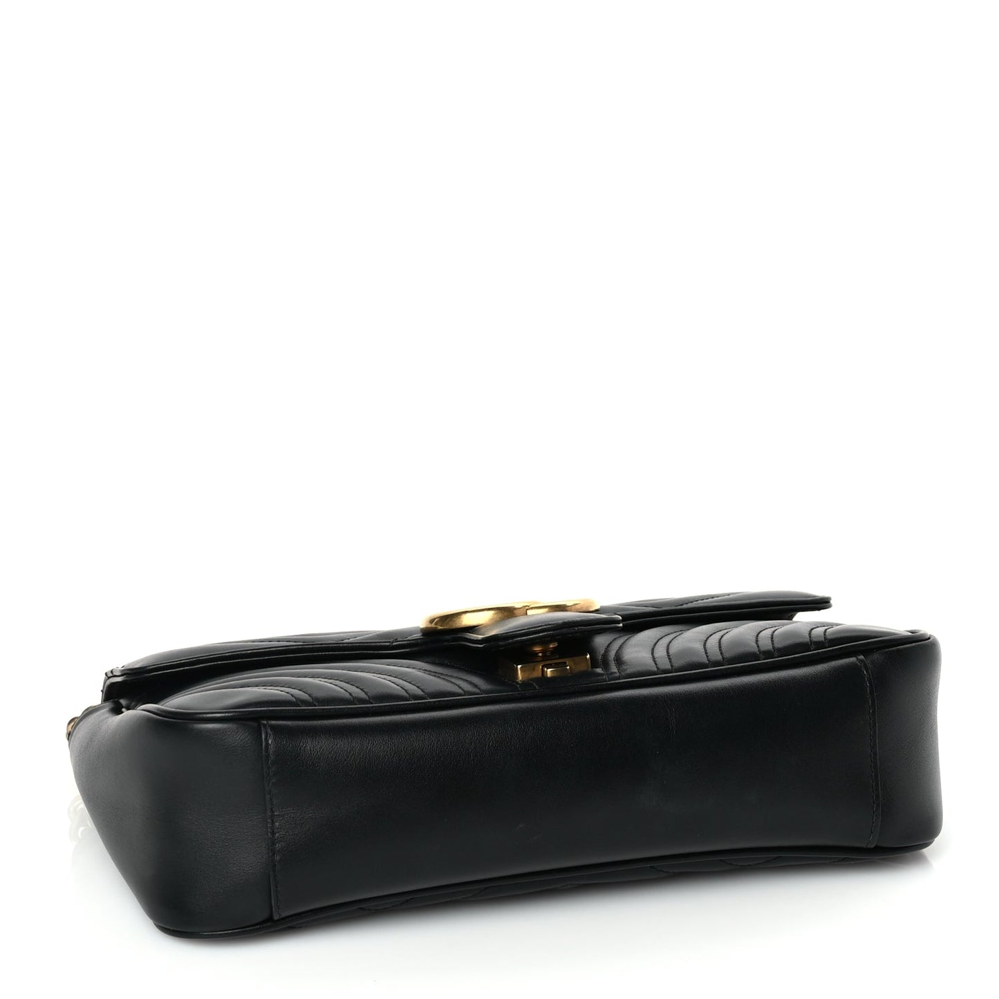 Gucci Calfskin Matelasse Small GG Marmont Shoulder Bag Black