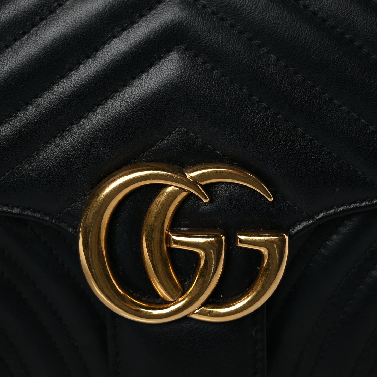 Gucci Calfskin Matelasse Small GG Marmont Shoulder Bag Black