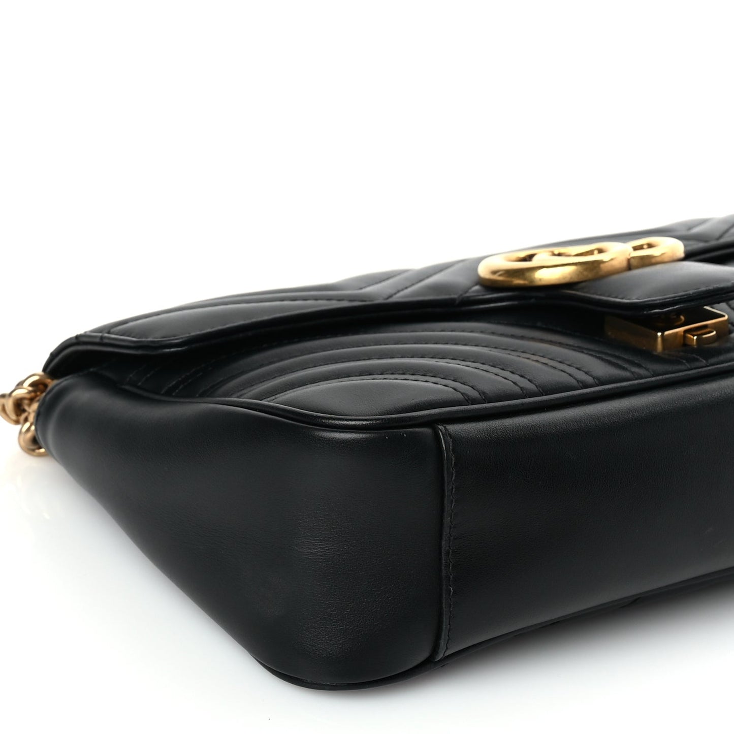 Gucci Calfskin Matelasse Small GG Marmont Shoulder Bag Black