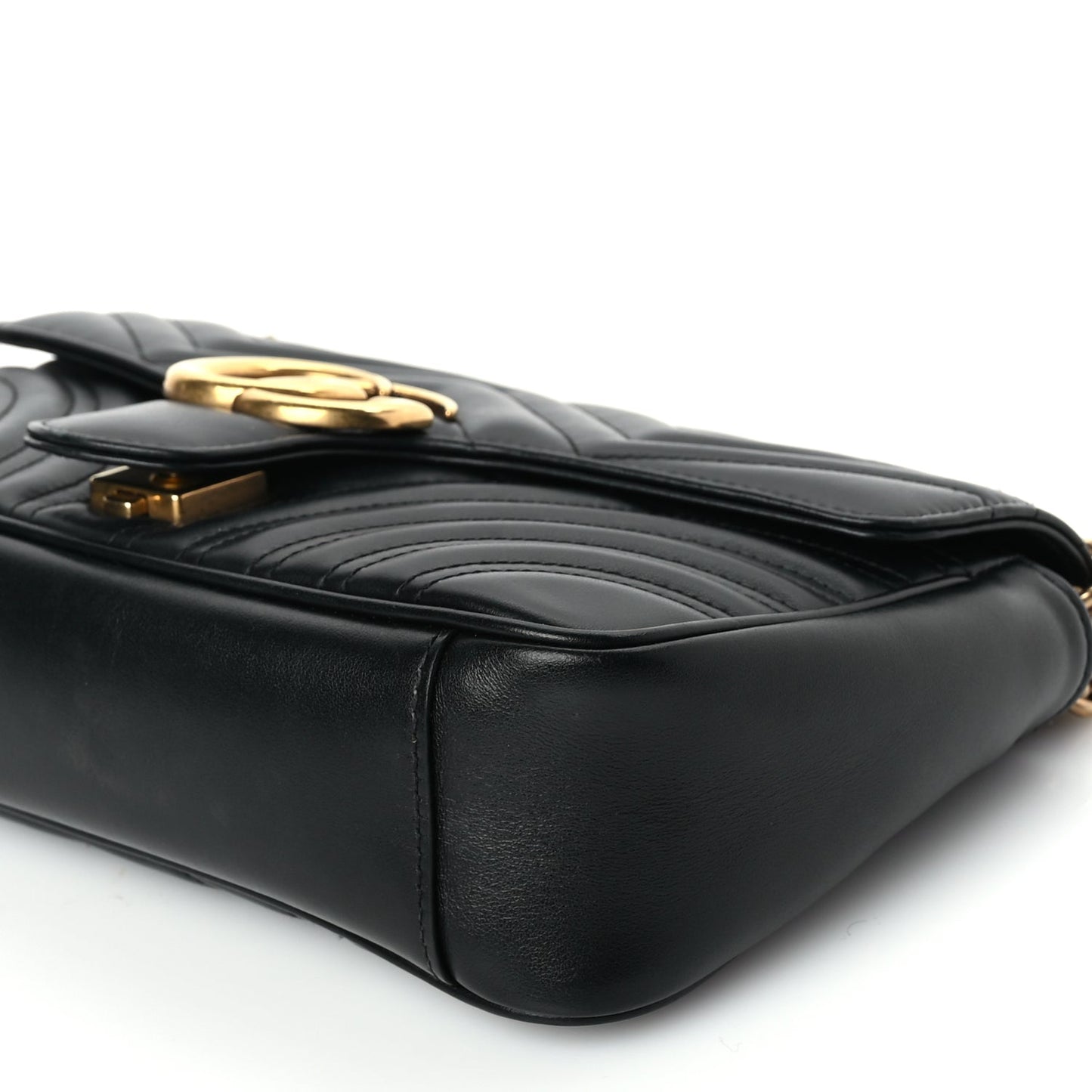 Gucci Calfskin Matelasse Small GG Marmont Shoulder Bag Black