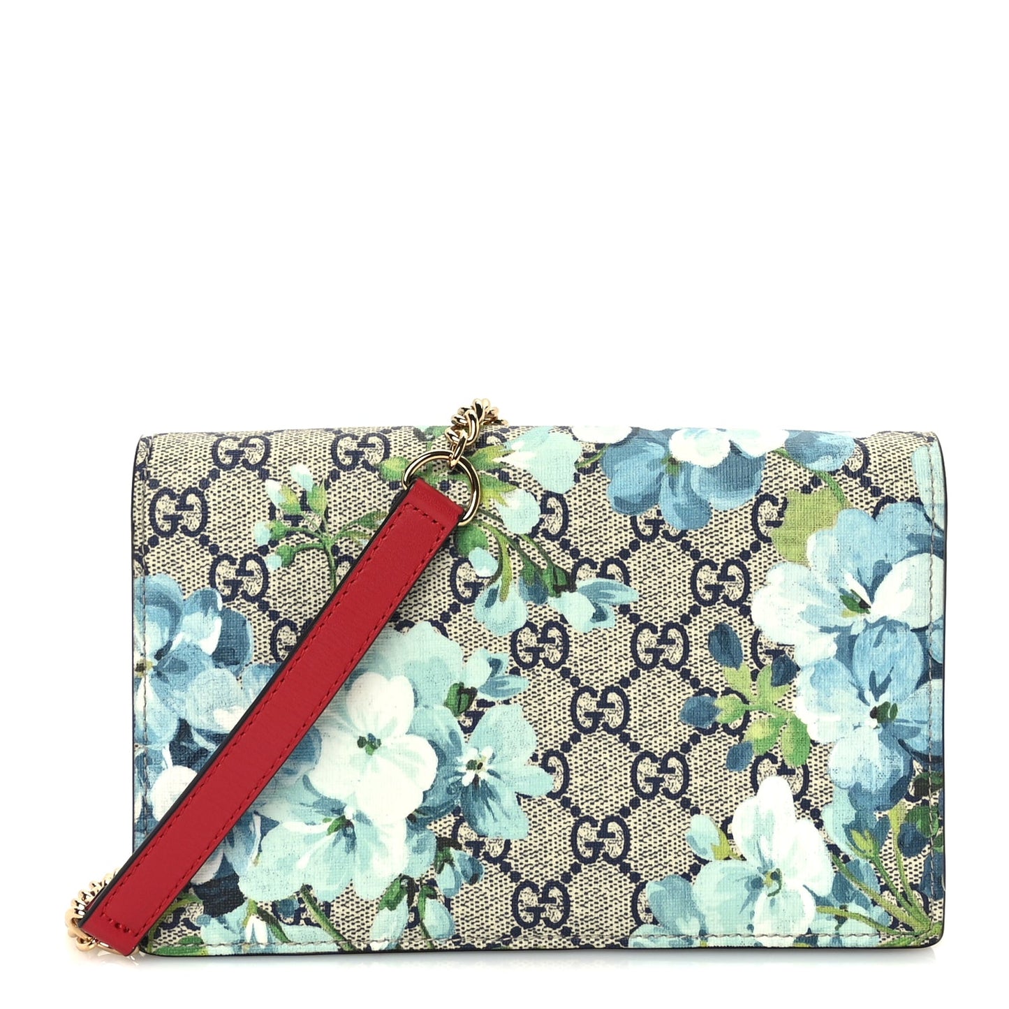 Gucci GG Supreme Monogram Blooms Chain Wallet  Blue