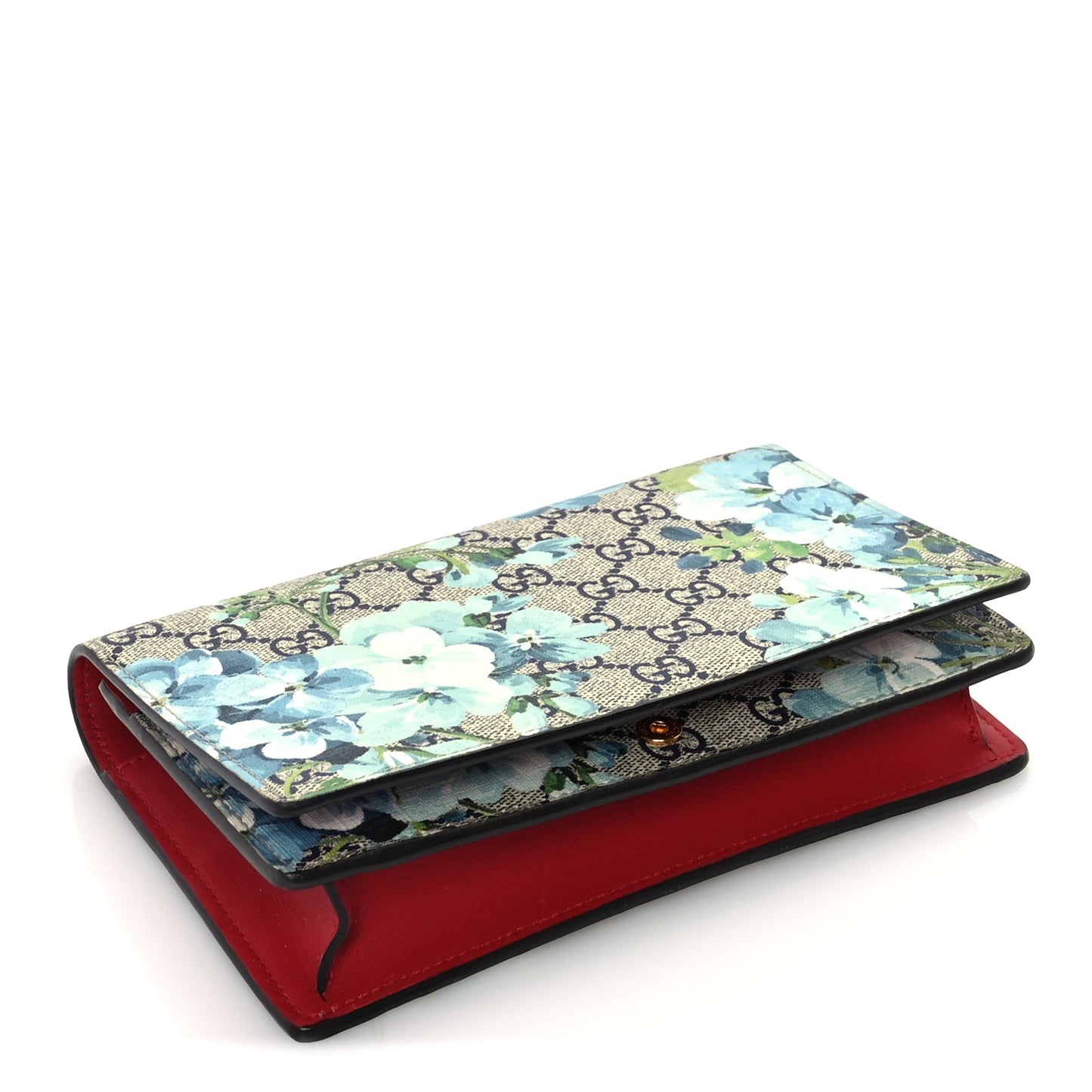 Gucci GG Supreme Monogram Blooms Chain Wallet  Blue