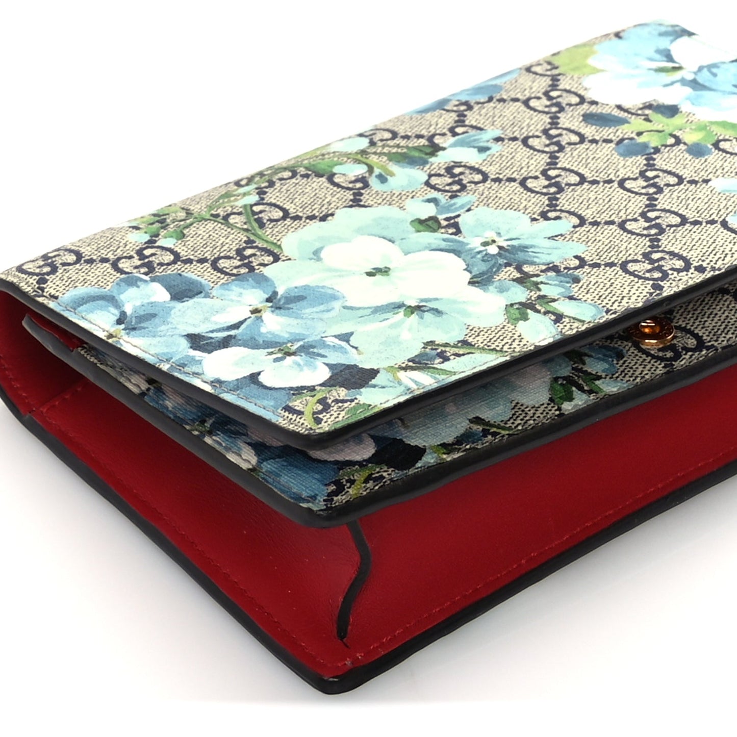 Gucci GG Supreme Monogram Blooms Chain Wallet  Blue