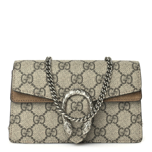 Gucci GG Supreme Monogram Super Mini Dionysus Shoulder Bag Taupe