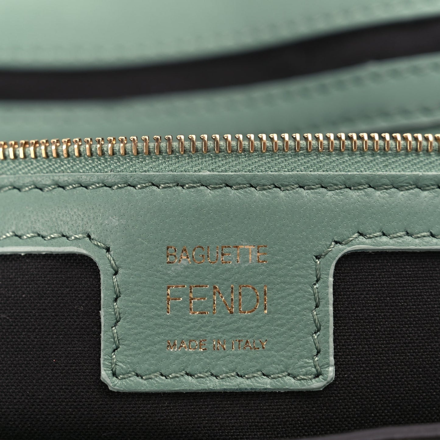 Fendi Nappa FF 1974 Embossed Baguette Menta