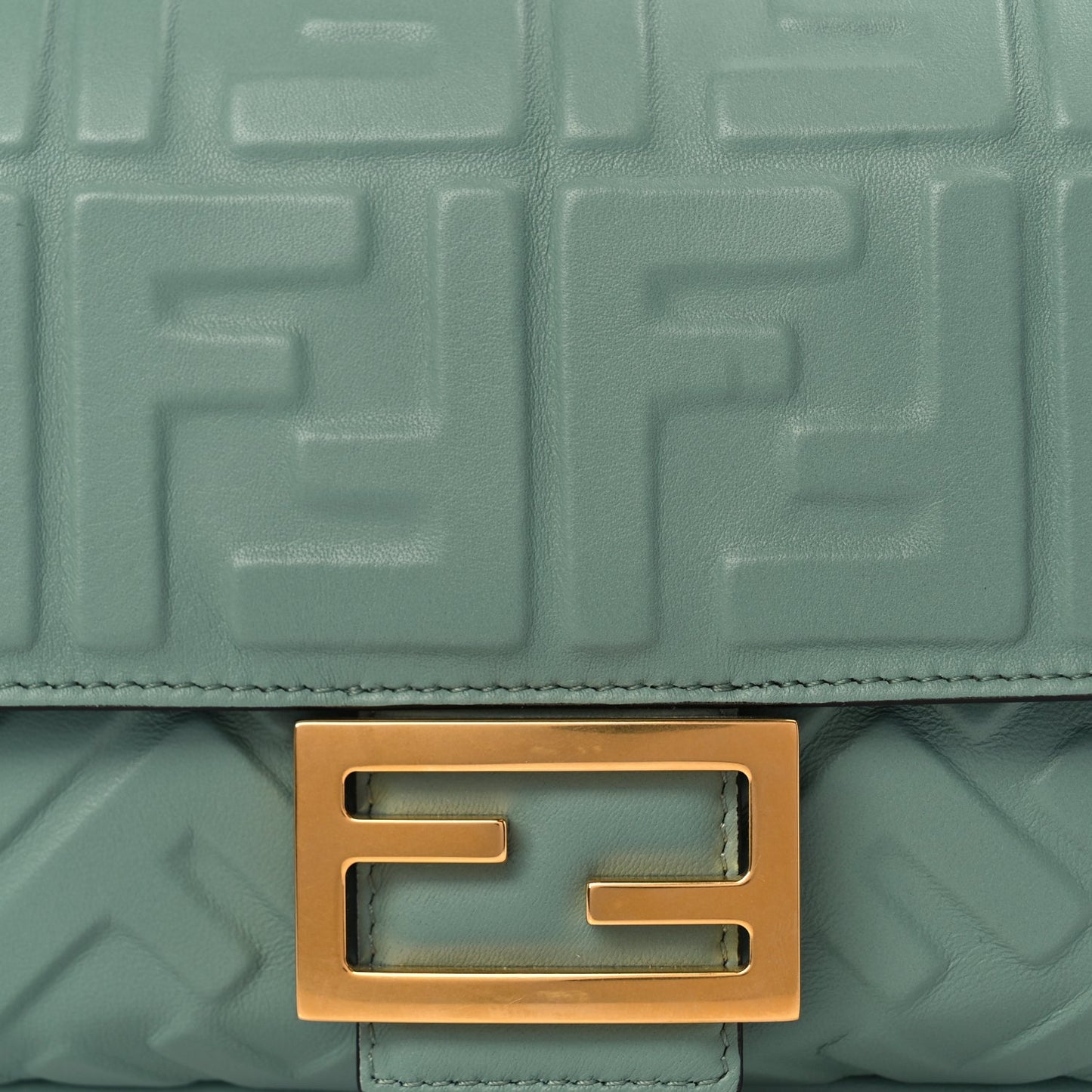 Fendi Nappa FF 1974 Embossed Baguette Menta