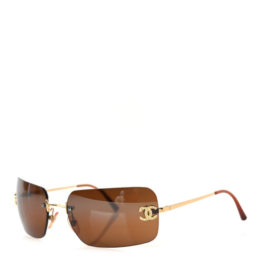 Chanel Metal Crystal CC Logo Sunglasses 4017-D Brown