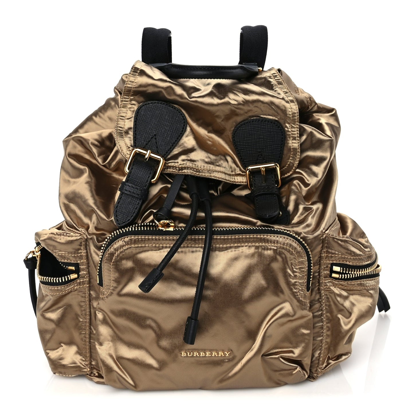 Burberry Nylon Medium Rucksack Runway Backpack Gold Black