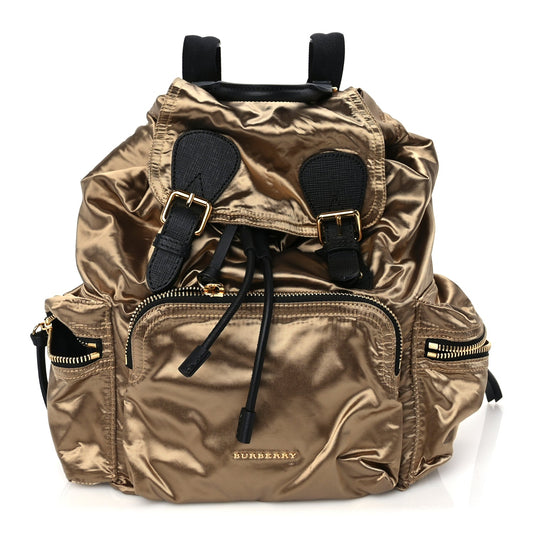 Burberry Nylon Medium Rucksack Runway Backpack Gold Black