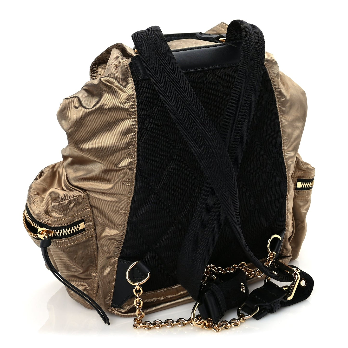 Burberry Nylon Medium Rucksack Runway Backpack Gold Black