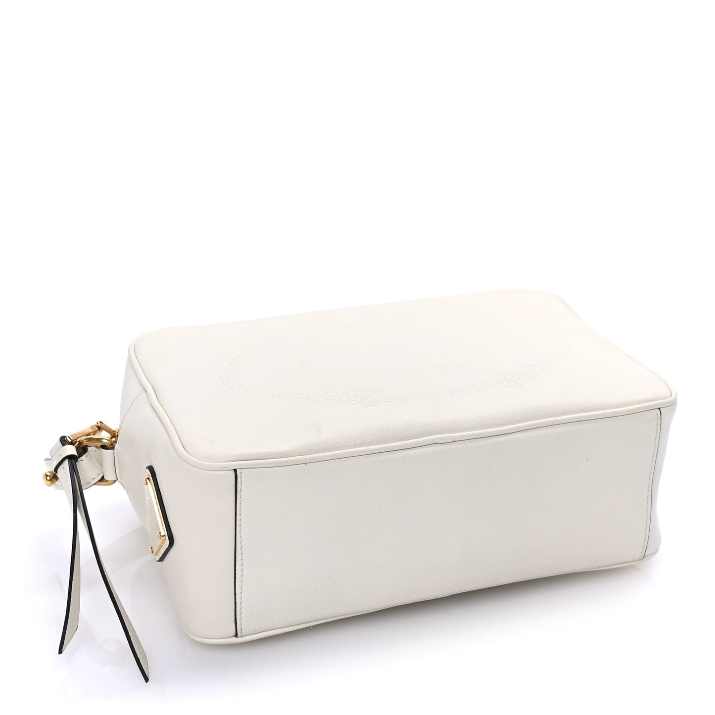 Prada Glace Calfskin Embossed Logo Crossbody White