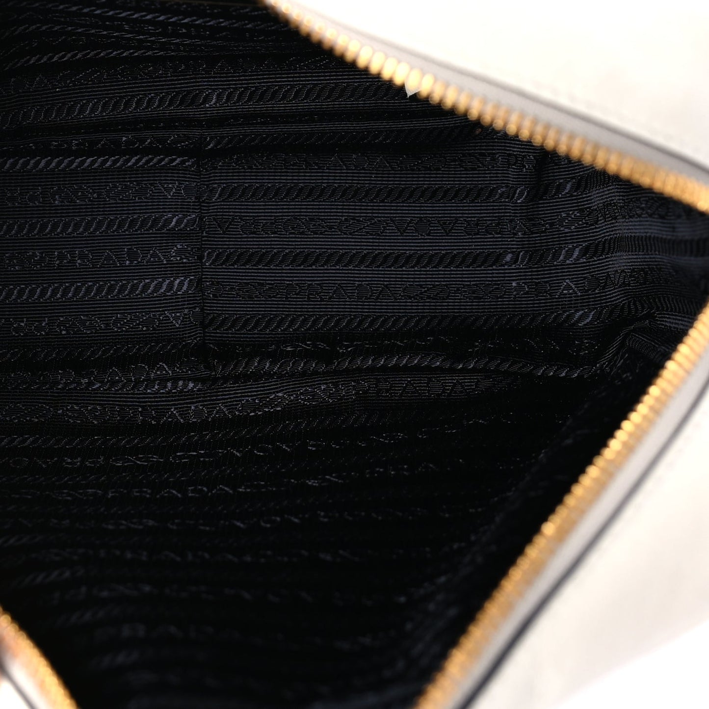 Prada Glace Calfskin Embossed Logo Crossbody White