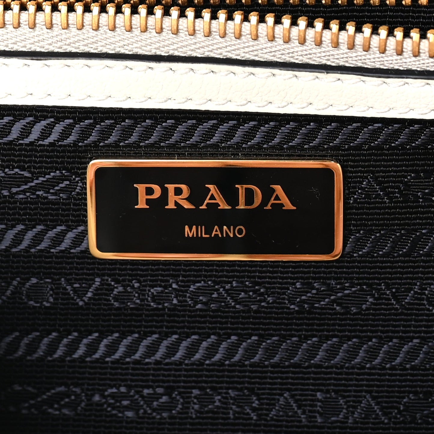 Prada Glace Calfskin Embossed Logo Crossbody White