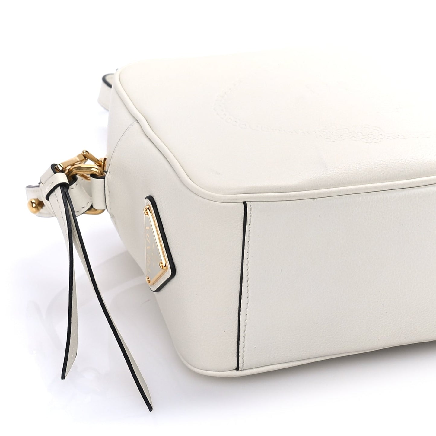 Prada Glace Calfskin Embossed Logo Crossbody White