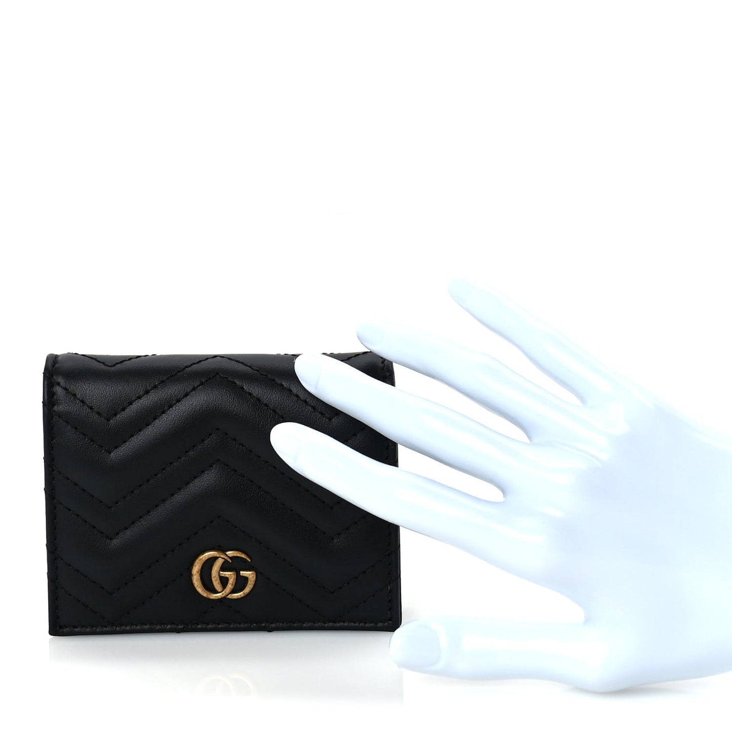 Gucci Calfskin Matelasse GG Marmont Card Case Wallet Black