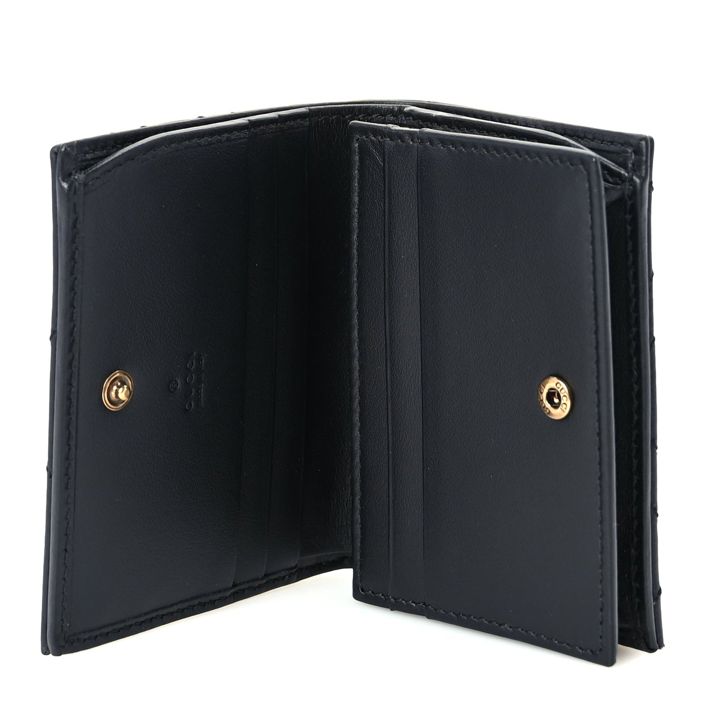 Gucci Calfskin Matelasse GG Marmont Card Case Wallet Black