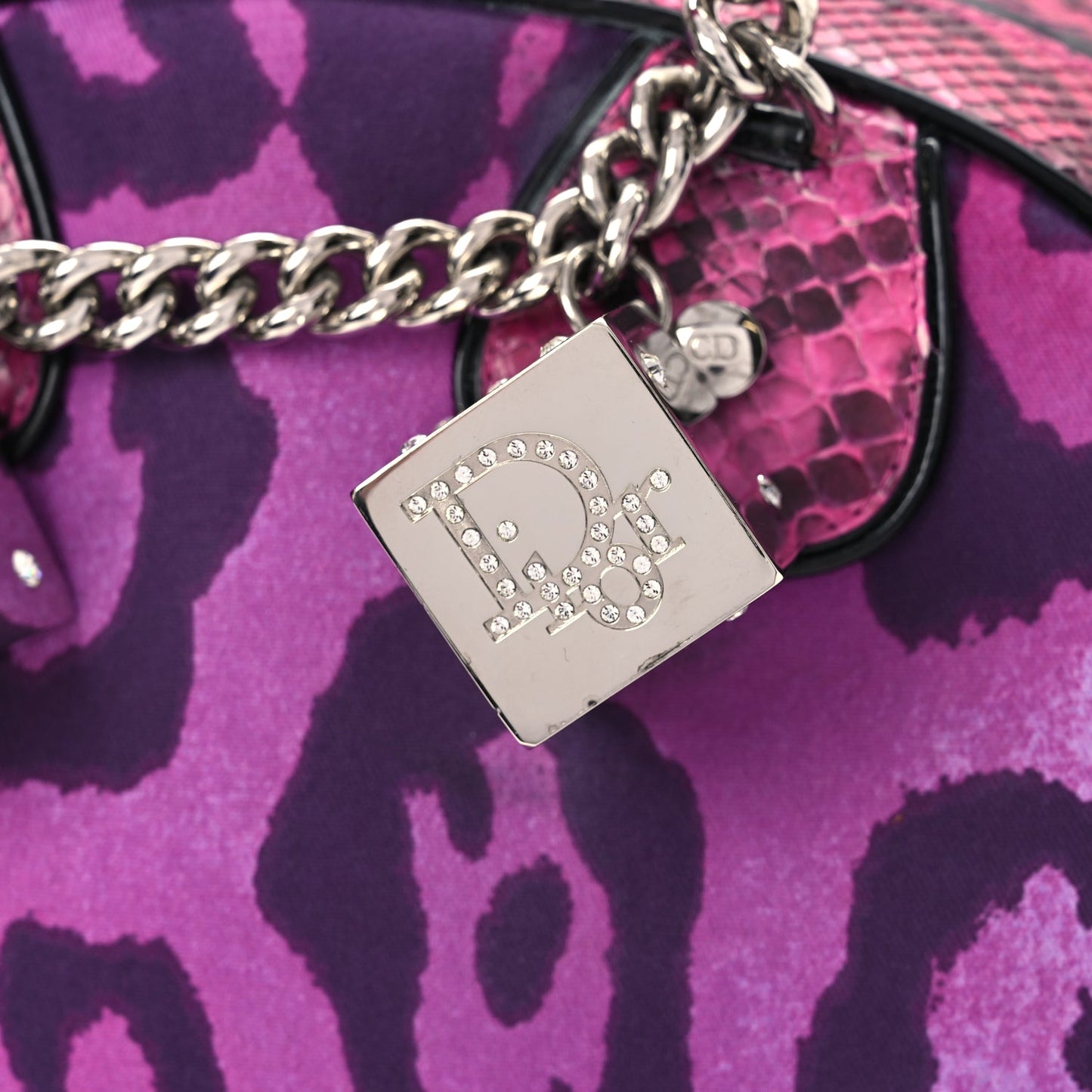 Christian Dior Snakeskin Leopard Gambler Dice Bowler Pink