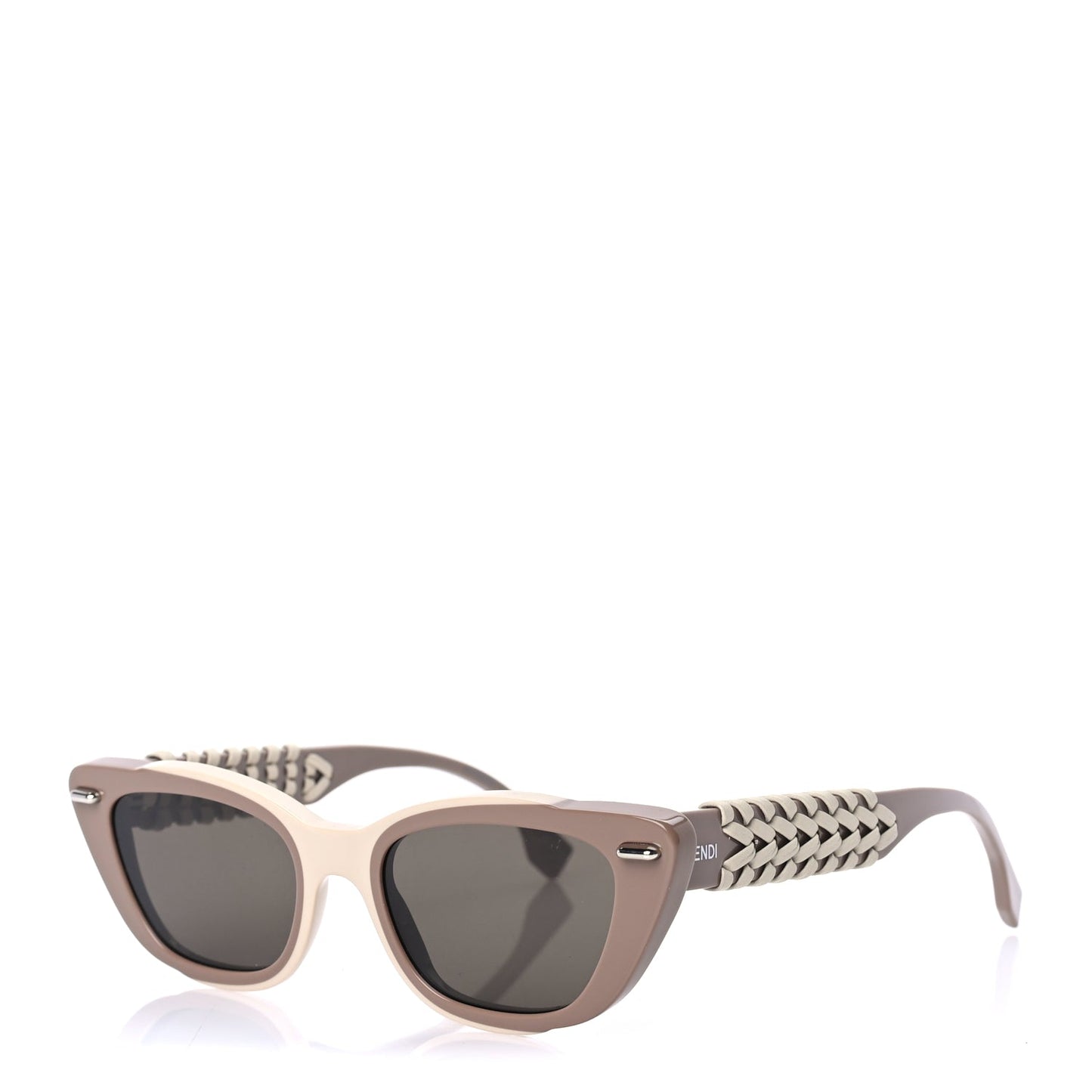 Fendi Acetate Interlace Cat Eye Sunglasses FE40171I Brown Ivory