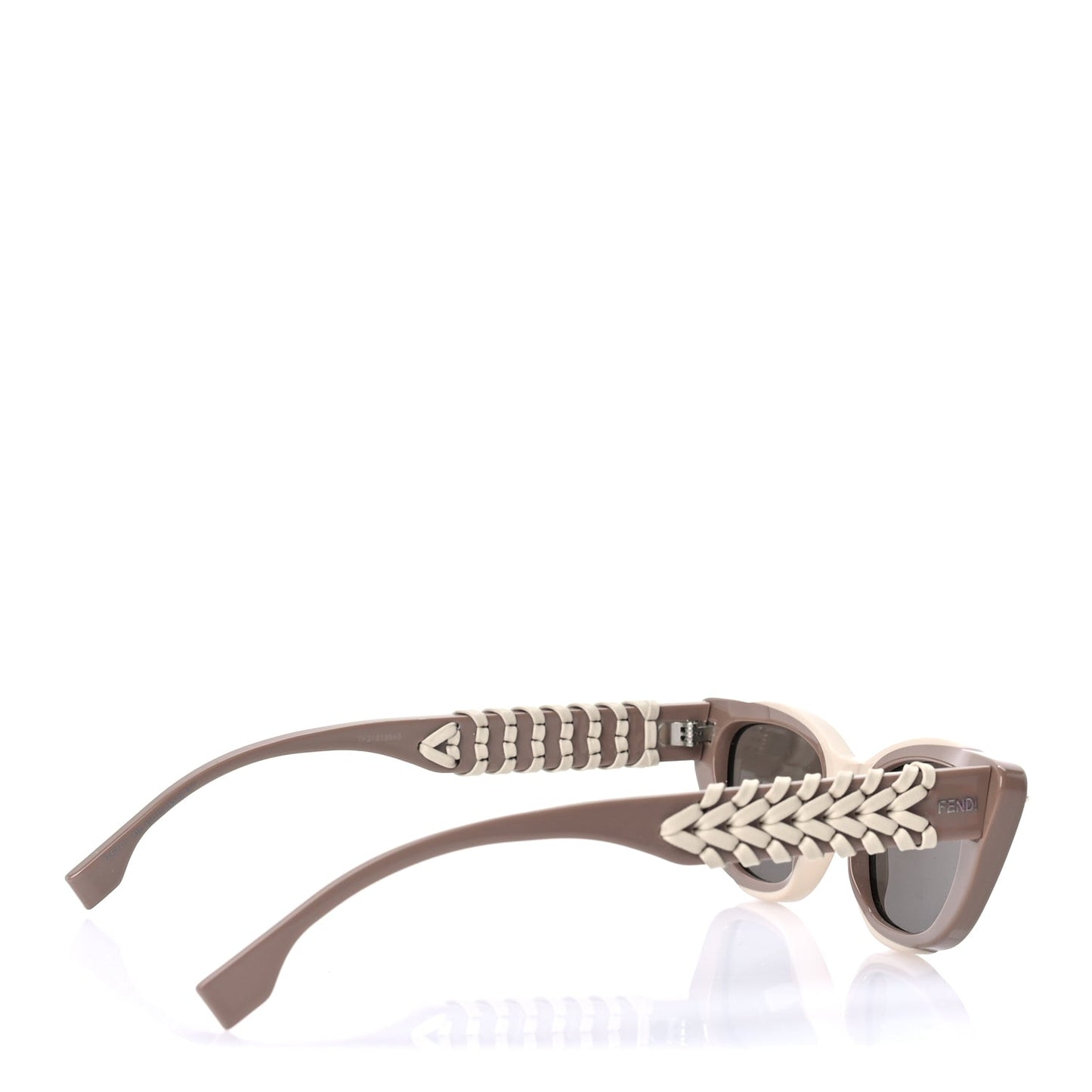 Fendi Acetate Interlace Cat Eye Sunglasses FE40171I Brown Ivory