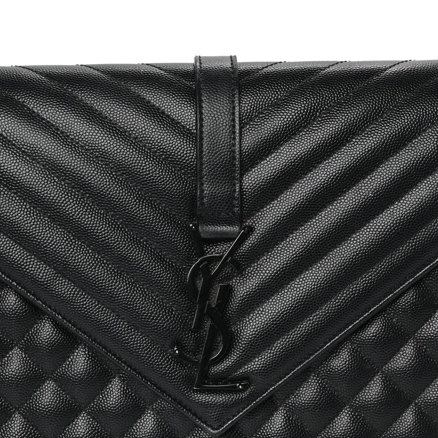 Saint Laurent Grain De Poudre Textured Mixed Matelasse Large Triquilt Monogram Monochrome Satchel Black