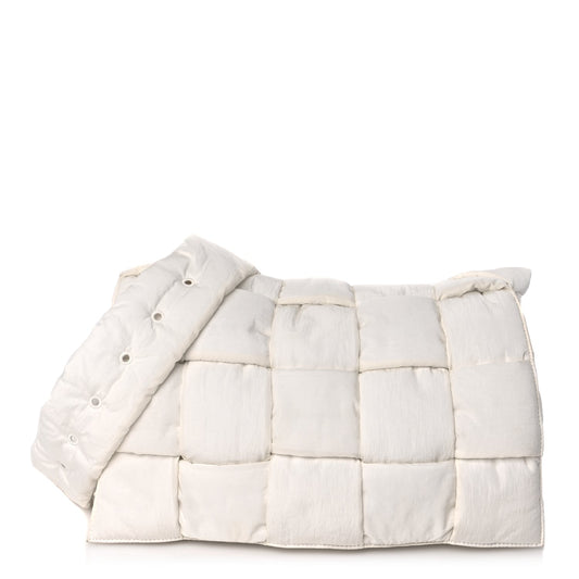 Bottega Veneta Nylon Intrecciato Padded Tech Maxi Cassette Bag White