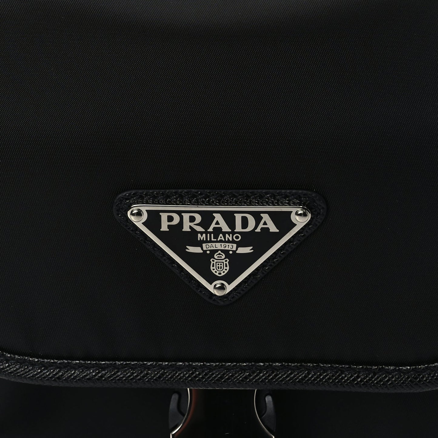 Prada Re-Nylon Saffiano Mini Pocket Single Snap Buckle Messenger Bag Black