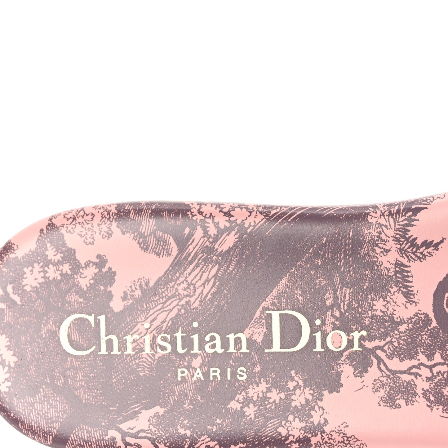 Christian Dior Canvas Toile De Jouy Embroidered Dway Flat Slide Sandals 35.5 Chateau Rose