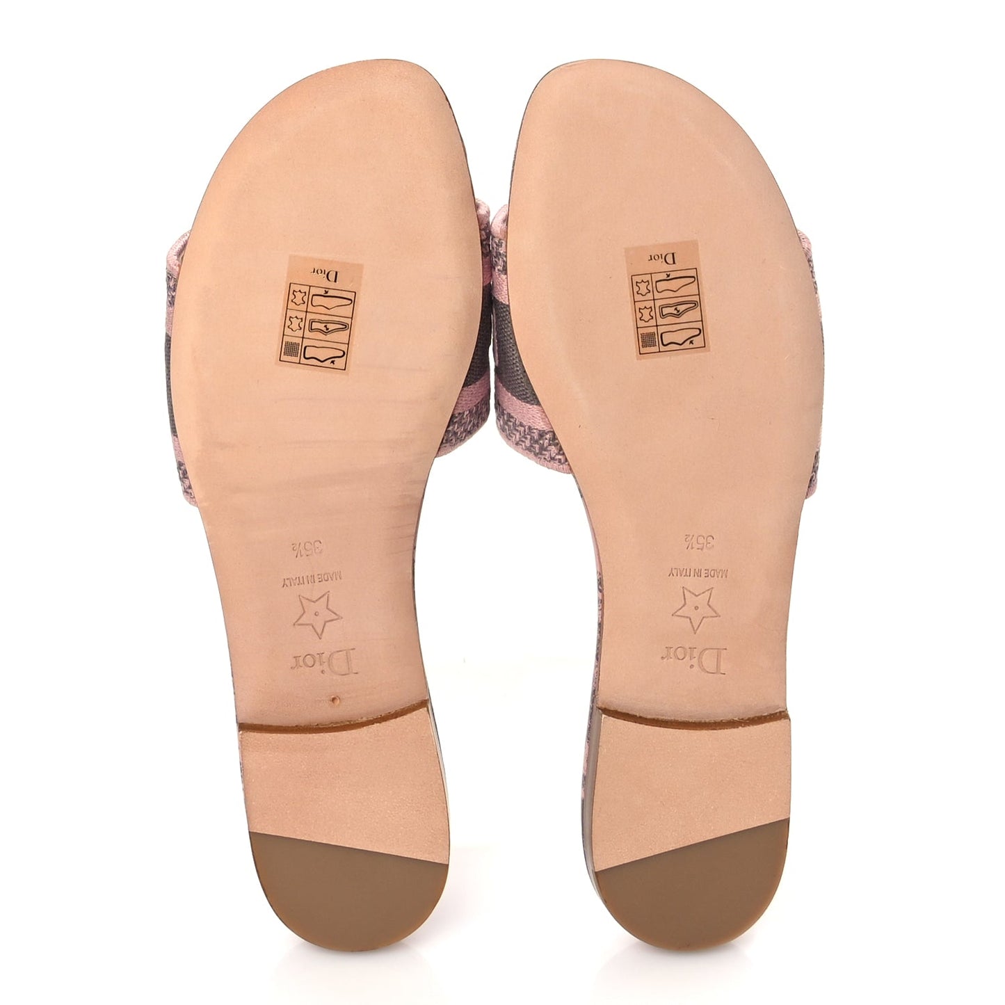 Christian Dior Canvas Toile De Jouy Embroidered Dway Flat Slide Sandals 35.5 Chateau Rose