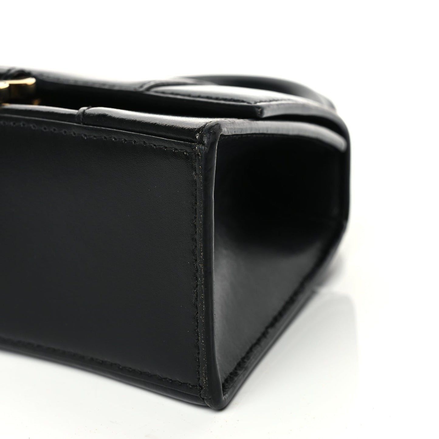 Balenciaga Shiny Box Calfskin Hourglass Top Handle Bag XS Black