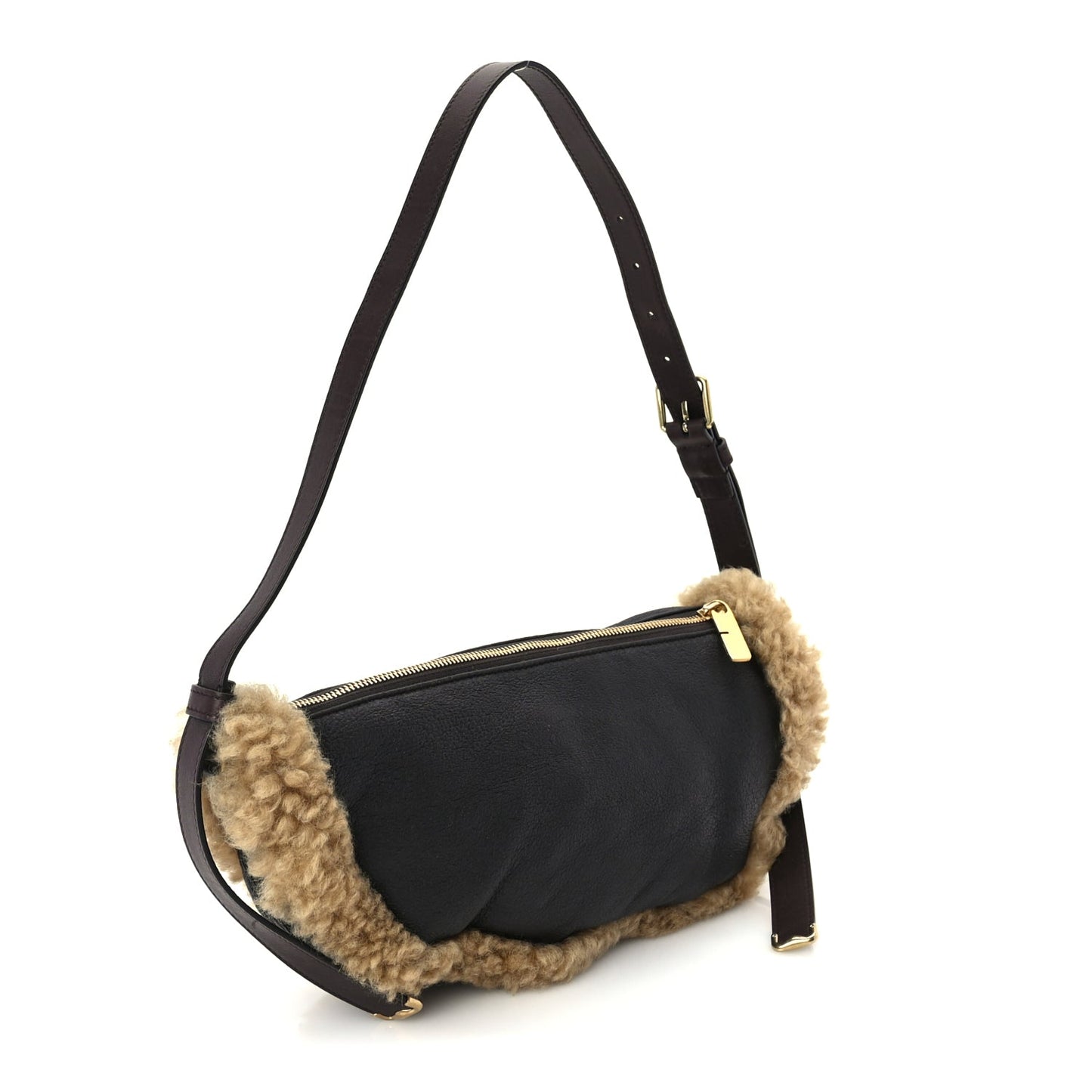 Burberry Shearling Small Shield Sling Bag Black