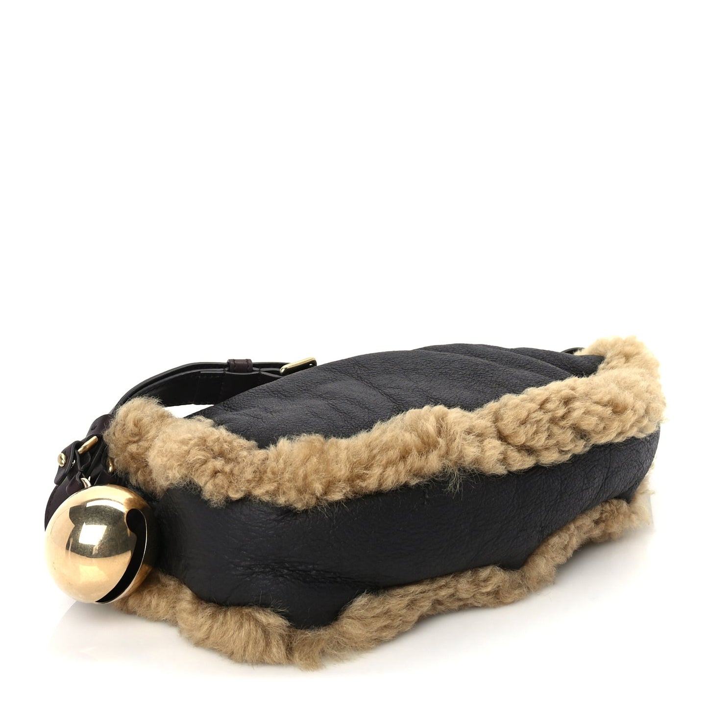 Burberry Shearling Small Shield Sling Bag Black