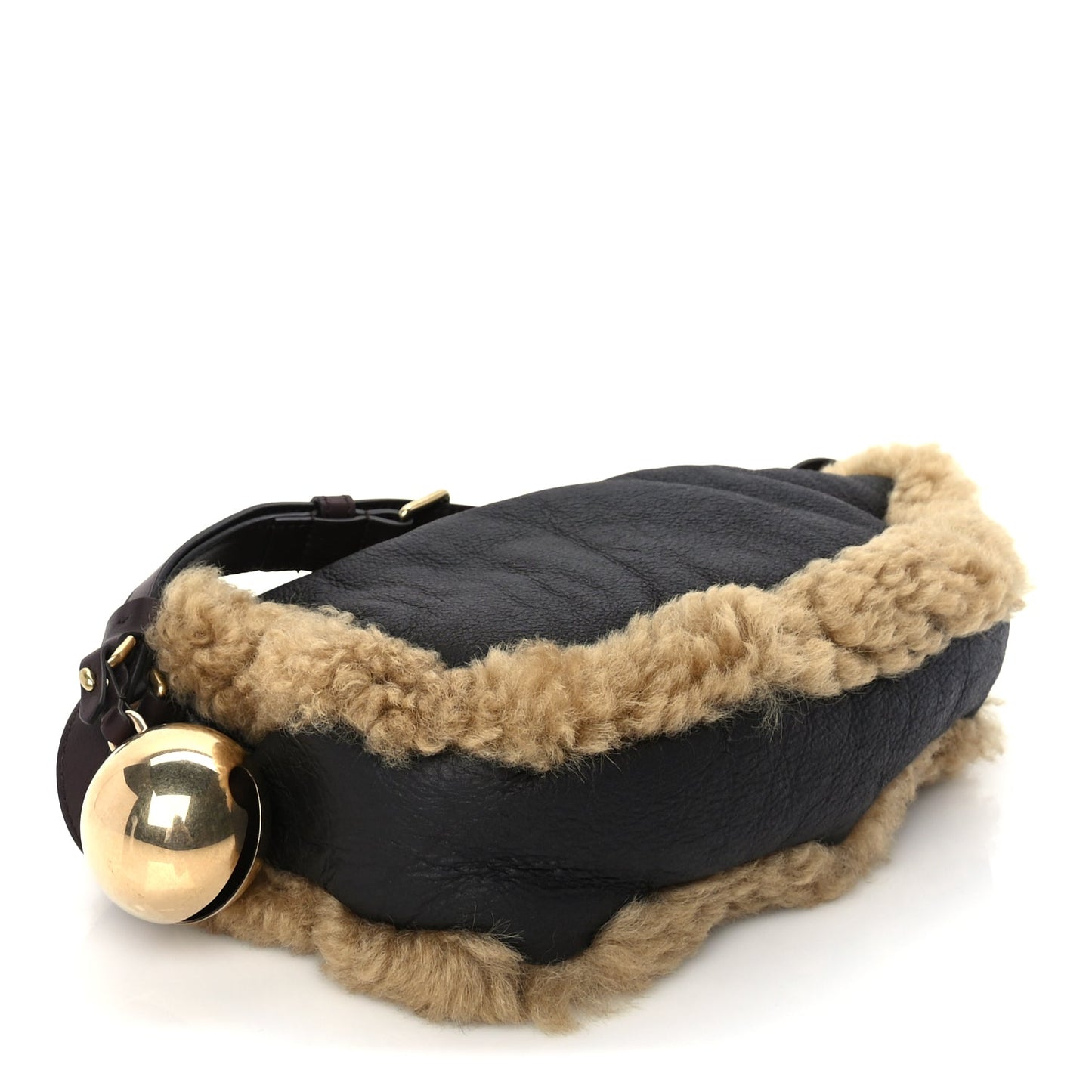 Burberry Shearling Small Shield Sling Bag Black
