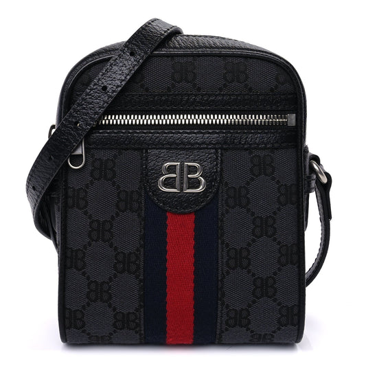 Balenciaga X Balenciaga BB Monogram Web Mini Ophidia Messenger  Black