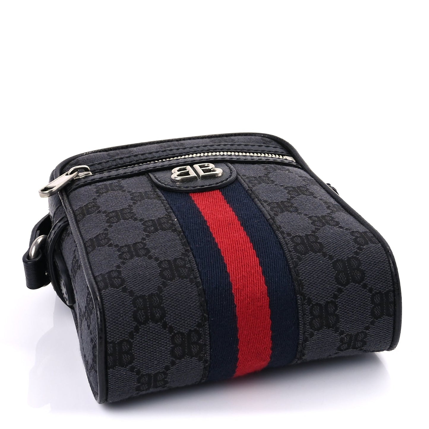 Balenciaga X Balenciaga BB Monogram Web Mini Ophidia Messenger  Black