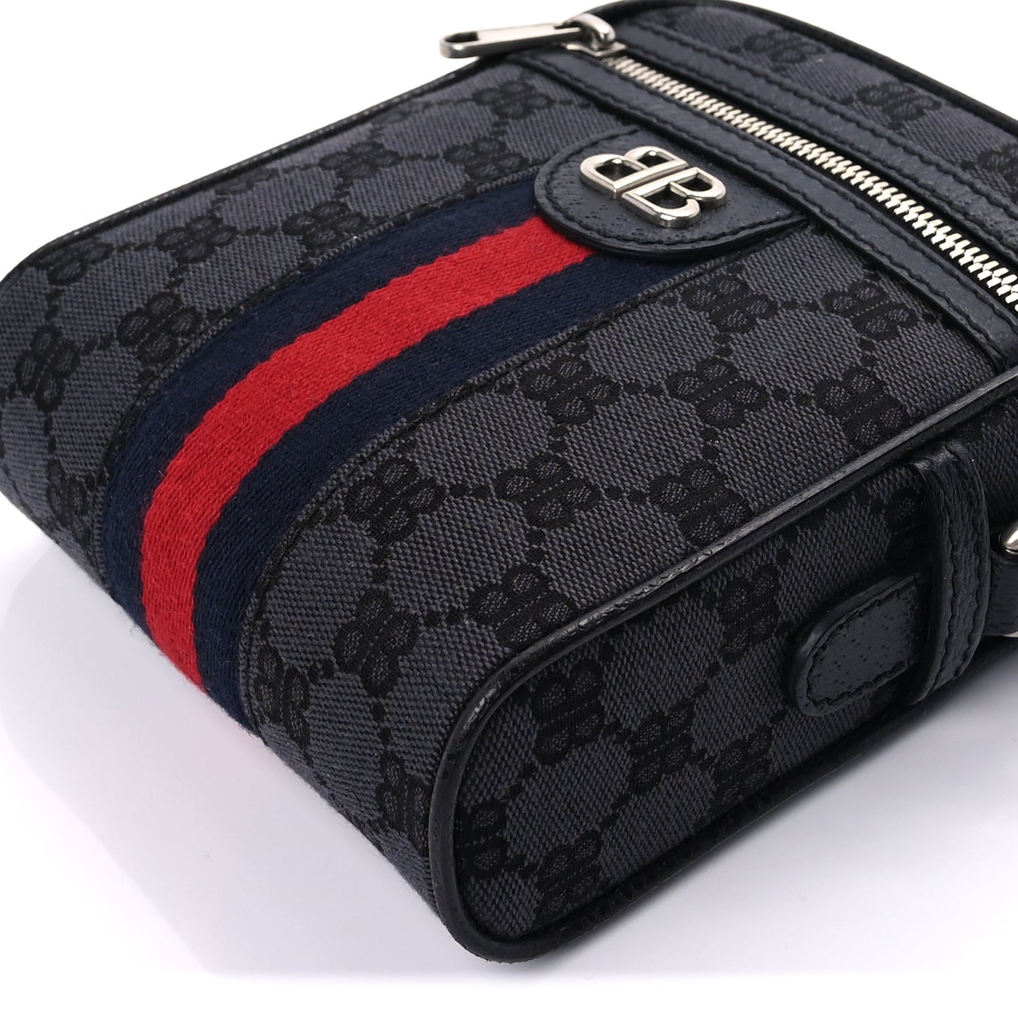 Balenciaga X Balenciaga BB Monogram Web Mini Ophidia Messenger  Black