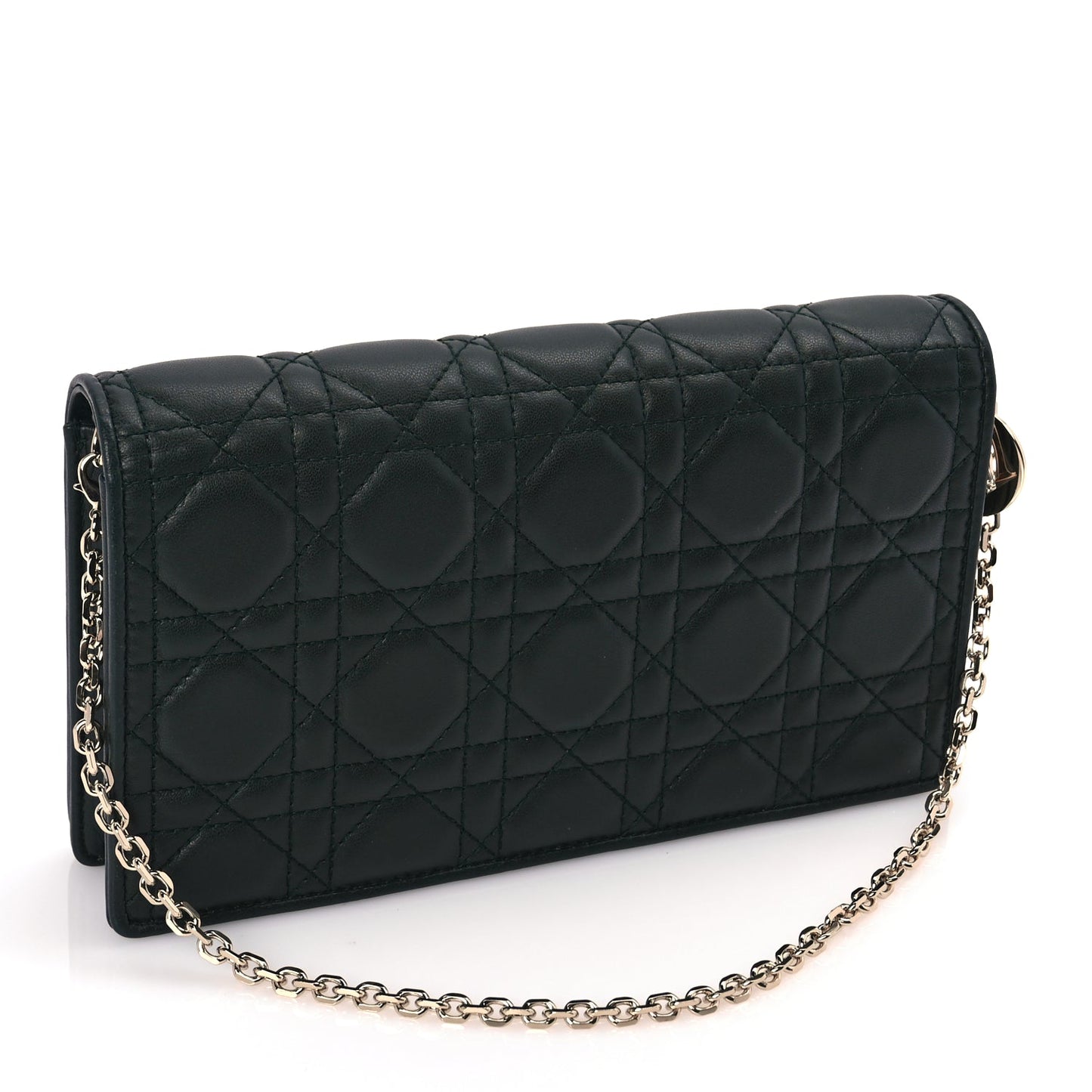 Christian Dior Lambskin Cannage Lady Dior Pouch Dark Green