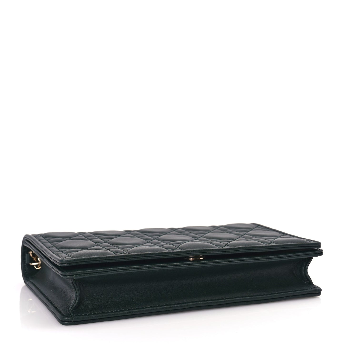 Christian Dior Lambskin Cannage Lady Dior Pouch Dark Green