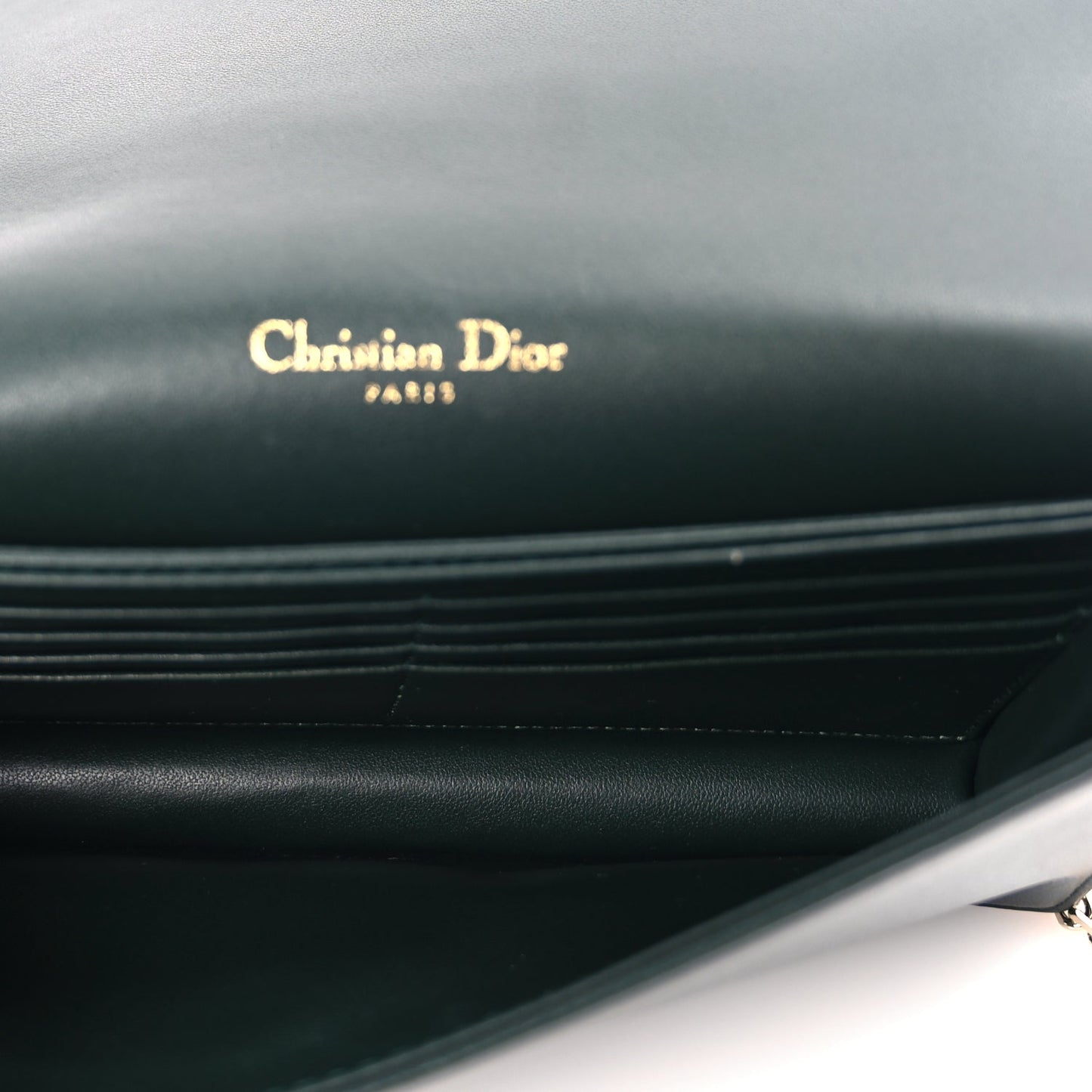 Christian Dior Lambskin Cannage Lady Dior Pouch Dark Green