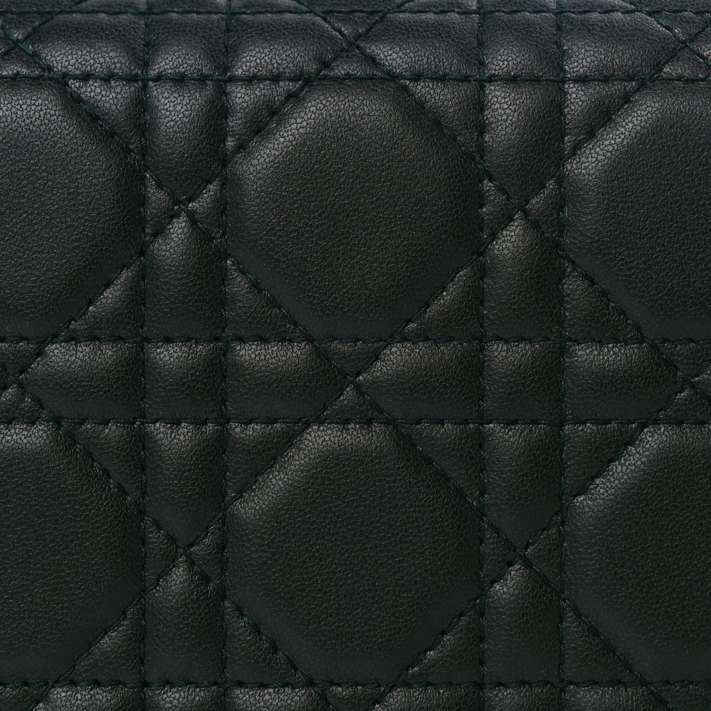 Christian Dior Lambskin Cannage Lady Dior Pouch Dark Green