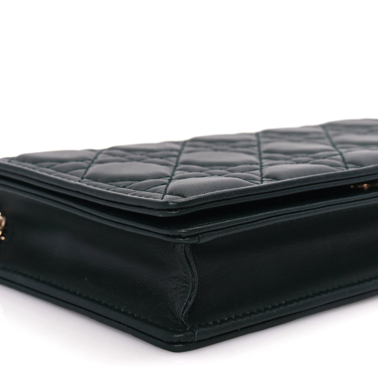 Christian Dior Lambskin Cannage Lady Dior Pouch Dark Green