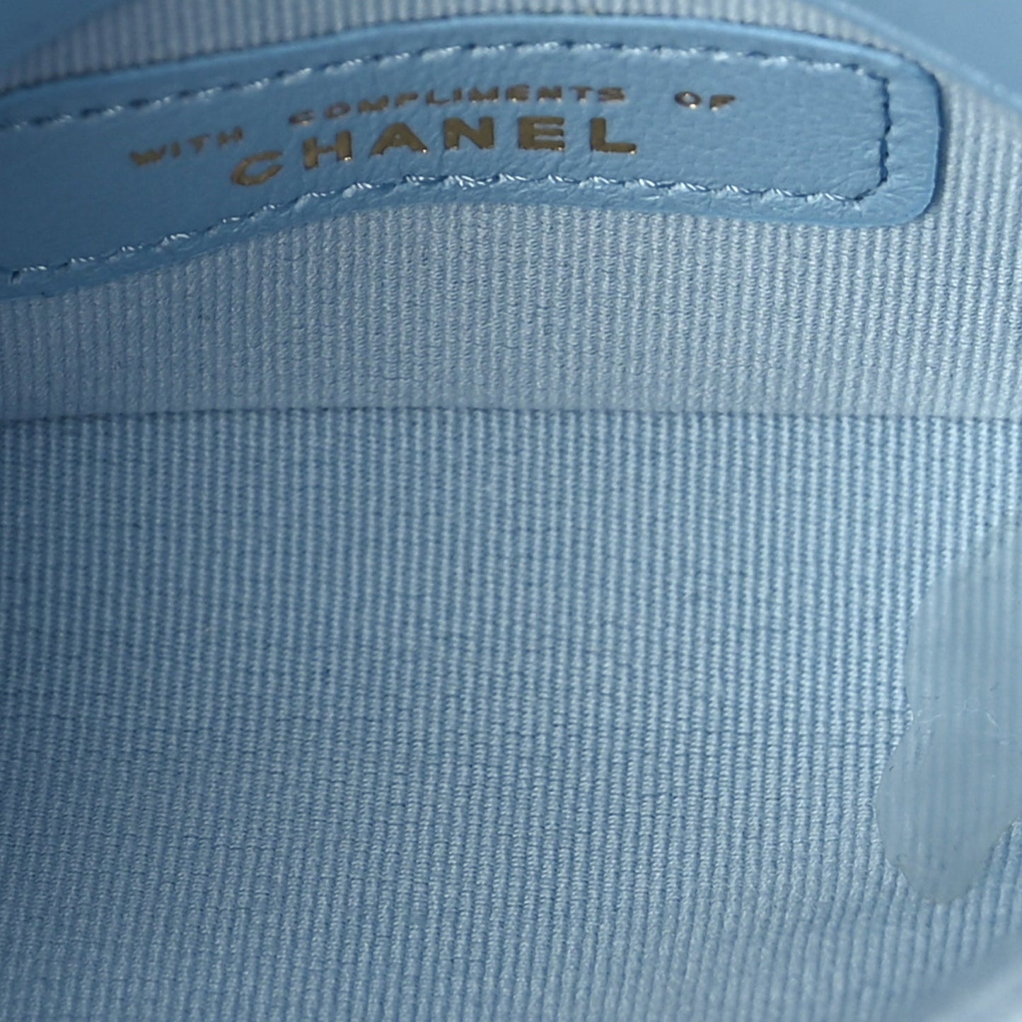 Chanel Lambskin Quilted CC Clutch With Chain Light Blue