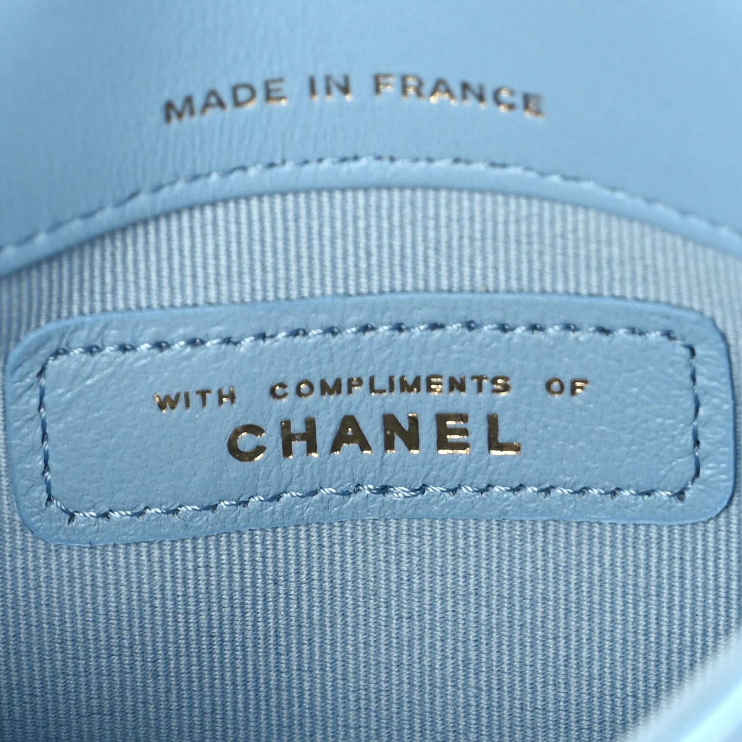 Chanel Lambskin Quilted CC Clutch With Chain Light Blue