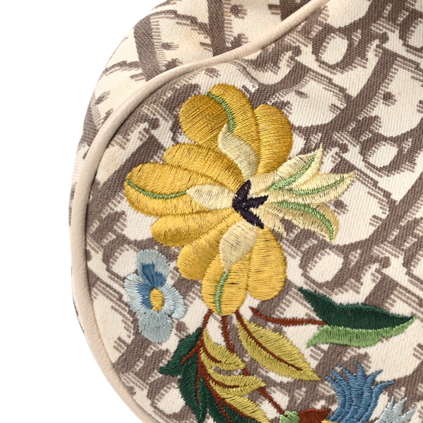 Christian Dior Monogram Vintage Flowers Saddle Bag  Beige