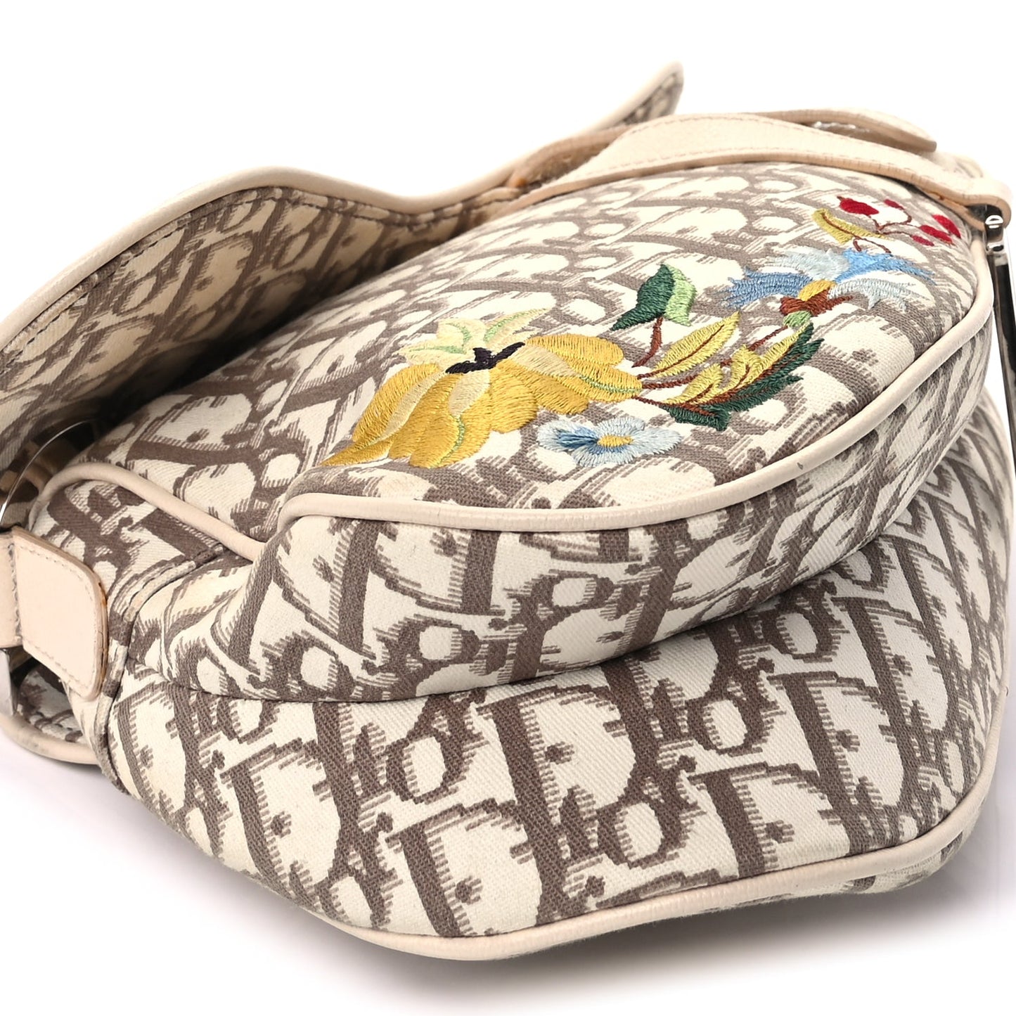Christian Dior Monogram Vintage Flowers Saddle Bag  Beige