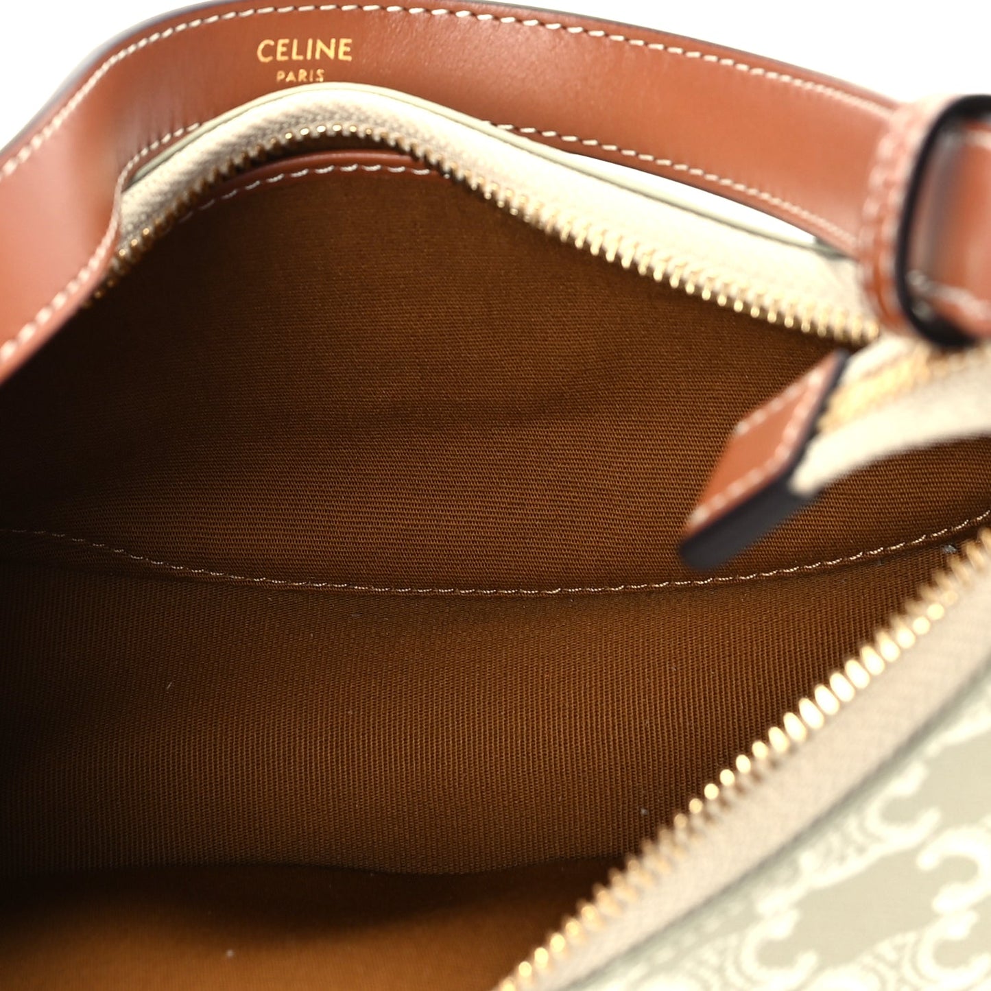 Celine Canvas Calfskin Ava Triomphe Shoulder Bag Grege